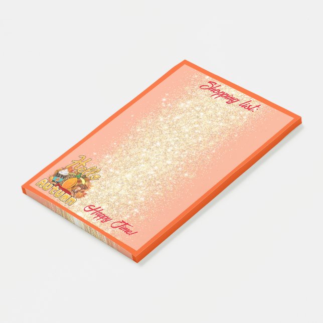 Hallo Herbst Text und Farbe anpassen Post-it Klebezettel (angewinkelt)