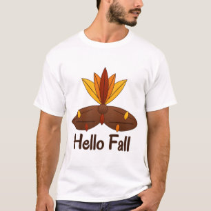 Hallo Herbst Truthahn Federn Thanksgiving T-Shirt