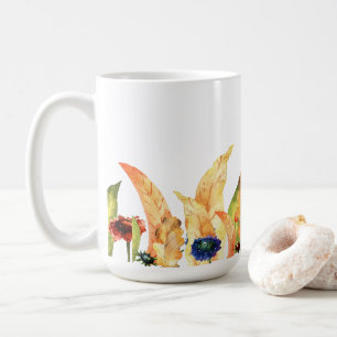 Hallo Herbst   Typografie   Herbstblumen & Blätter Kaffeetasse