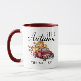 Hallo Herbst | Vintager Erntewagen Personalisiert Tasse