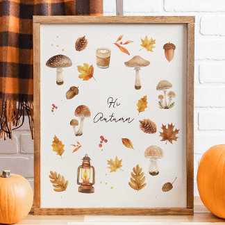 Hallo Herbst-Wandkunst – Gemütlicher Herbst-Druck  Poster