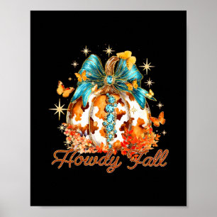 Hallo Herbst Western Kürbis Saison Herbstlaub Th Poster