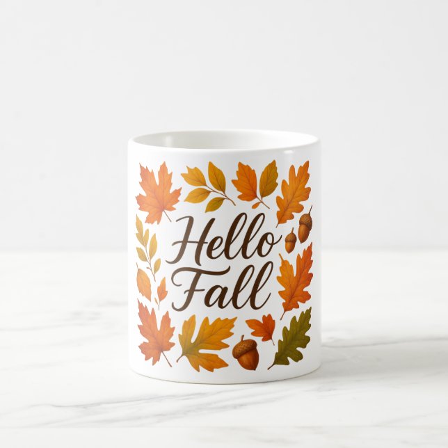 Hallo Herbstlaube und Eichhörnchen Kaffeetasse (Mittel)
