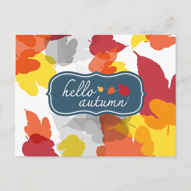 Hallo Herbstpostkarte Postkarte (Vorderseite)