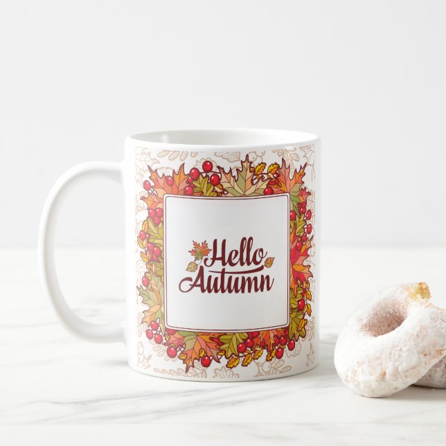 Hallo Herbstsaison floral Kaffeetasse (Mit Donut)
