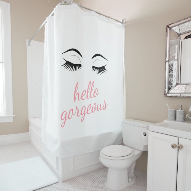 Hallo Herrlich mit Hübschen Eyelashes Glamour Duschvorhang (Beispiel)