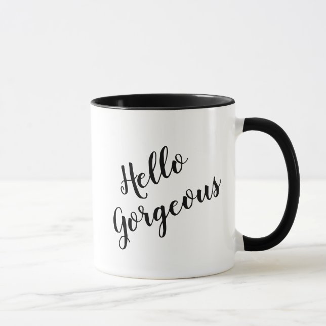 Hallo herrliche handletter Typografie-Kaffee-Tasse Tasse (Rechts)