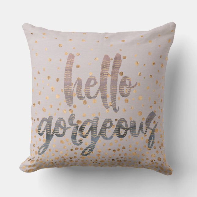 Hallo herrlicher lila Singrün-Rosen-GoldConfetti Kissen (Vorderseite)