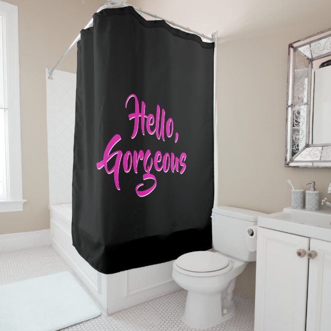Hallo herrliches Girly Pink-Schwarzes Duschvorhang (Beispiel)