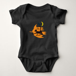 Hallo Hexe - Orange-Schwarz glückliche Halloween B Baby Strampler