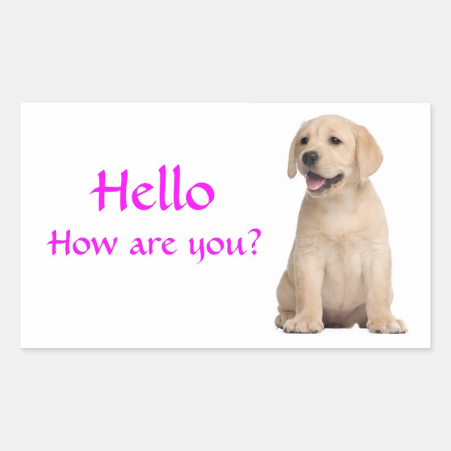 Hallo / Hi Labrador Retriever Puppy Dockingkleber Rechteckiger Aufkleber (Vorderseite)