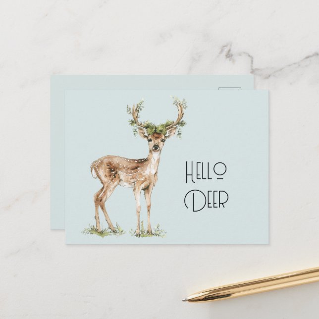 Hallo Hirsch Postkarte (Vorderseite/Rückseite Beispiel)