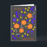 Hallo Honig-Geburtstags-Karte Karte<br><div class="desc">Kundengerechte Karte,  addname,  Änderungsgelegenheit,  modernes weißes graues Blau des orange Gelbs der Blume Art.,  mit meiner ganzer Liebe,  alles Gute zum Geburtstag.</div>