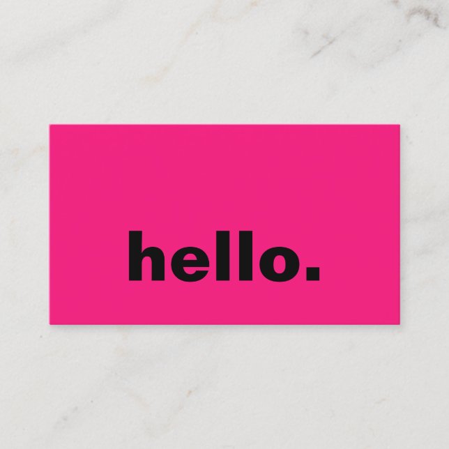 Hallo Hot Pink Fuchsia farbenfrohe Typografie Cust Visitenkarte (Vorderseite)