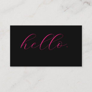 Hallo Hot Pink Fuchsia Schwarz Typografie Schrift Visitenkarte