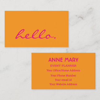 Hallo Hot Pink Orange Farbige Helle Boho 2026 Visitenkarte