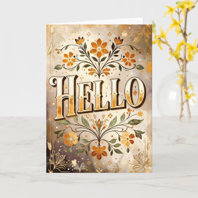 Hallo, hübsches Blumendesign, Karte (Gelbe Blume)