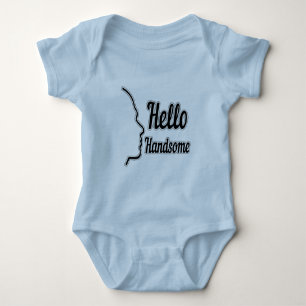 Hallo hübsches Gesicht Profilumriss Junge Baby Strampler