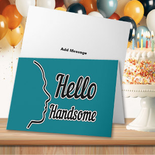 Hallo hübsches Profil Gesicht Zeichnung Typografie Karte