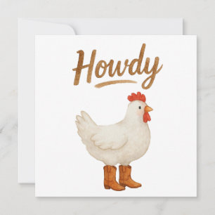 Hallo Huhn in Cowboy-Stiefeln Karte