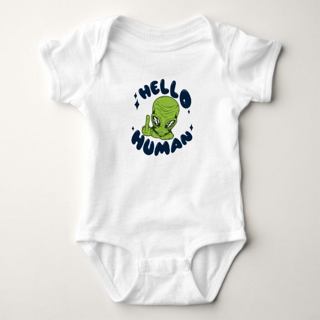 Hallo humane lustige Alien Baby Strampler (Vorderseite)