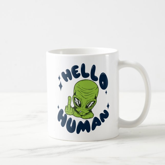 Hallo humane lustige Alien Kaffeetasse (Rechts)