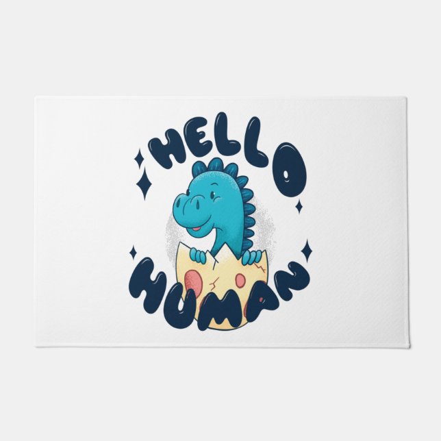 Hallo humorige Dinosaurier Fußmatte (Vorderseite)