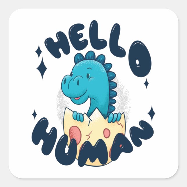 Hallo humorige Dinosaurier Quadratischer Aufkleber (Vorderseite)