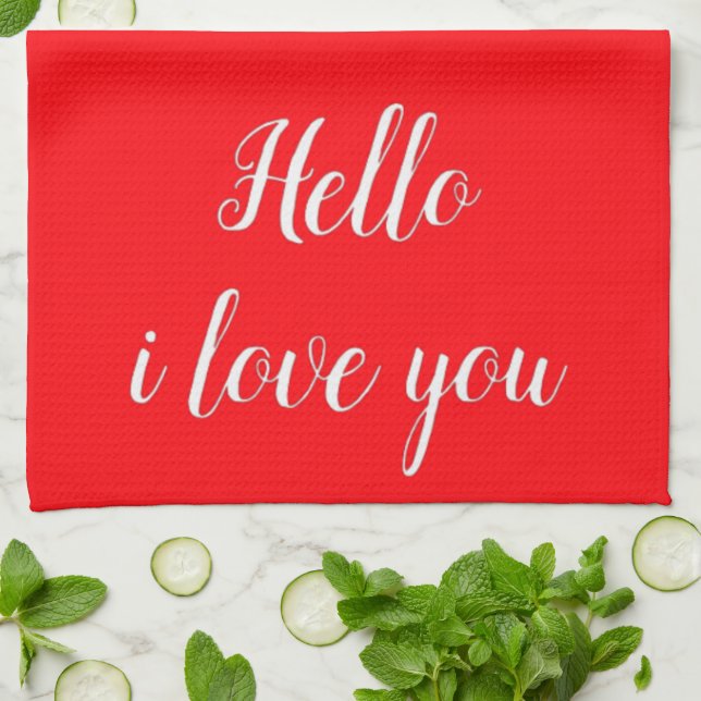 Hallo i Liebe Sie Geschirrtuch (Gefaltet)