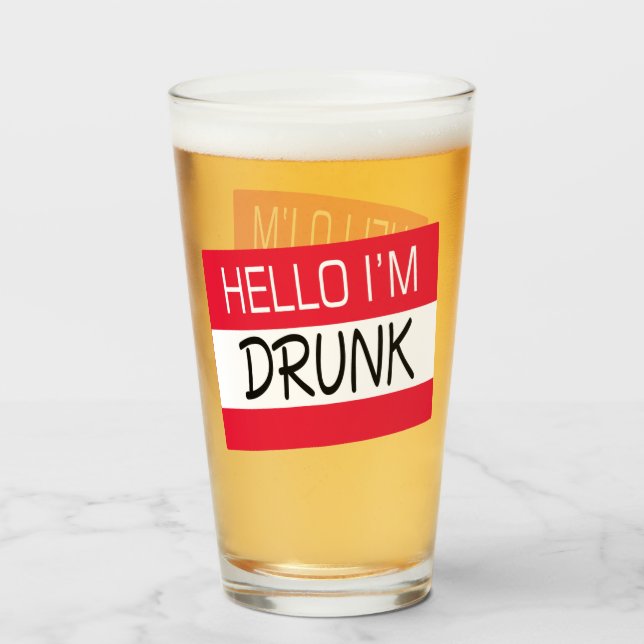 Hallo Ich bin Betrunken Spaß Glas (Vorne (Gefüllt))