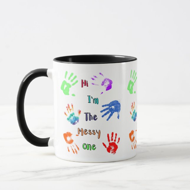Hallo, ich bin der Messy - Paint Handprints Tasse (Links)