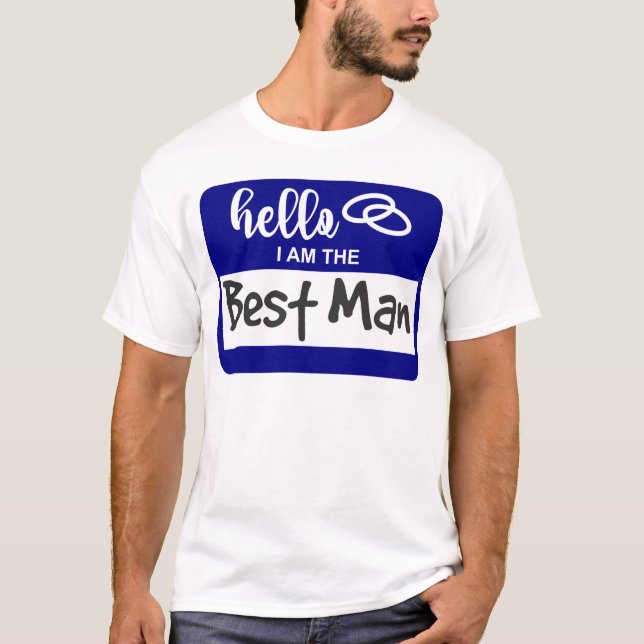 Hallo Ich bin der Trauzeuge Wedname Abzeichen T-Shirt (Vorderseite)