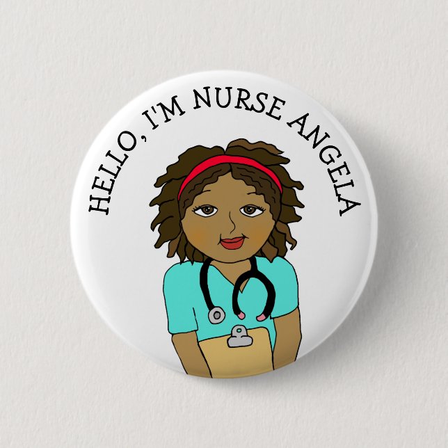 Hallo, ich bin Krankenschwester Name hinzufügen Button (Vorderseite)