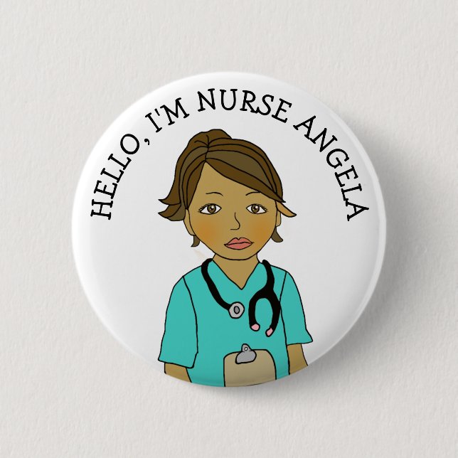 Hallo, ich bin Krankenschwester Name hinzufügen Button (Vorderseite)
