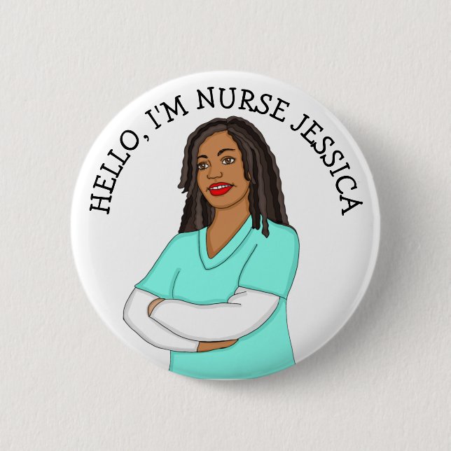 Hallo, ich bin Krankenschwester Name hinzufügen Button (Vorderseite)
