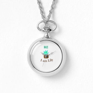 Hallo Ich bin Lily cactus succulent hinzufügen Nam Armbanduhr