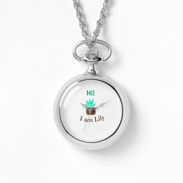 Hallo Ich bin Lily cactus succulent hinzufügen Nam Armbanduhr (Vorderseite)