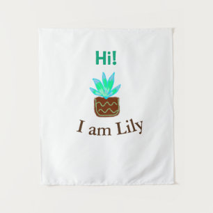 Hallo Ich bin Lily cactus succulent hinzufügen Nam Wandteppich