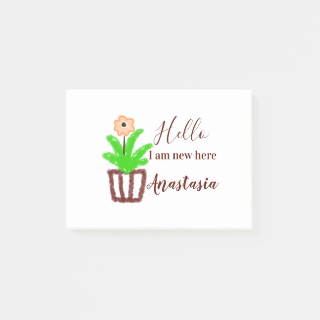 Hallo Ich bin neu hier Baby Dusche Kinder Blumenbl Post-it Klebezettel (Vorderseite)