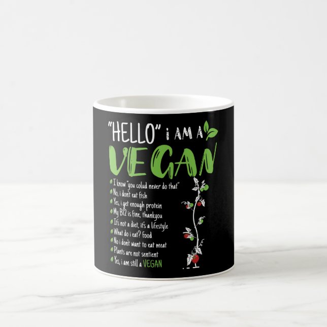 Hallo Ich bin Vegan Kaffeetasse (Mittel)