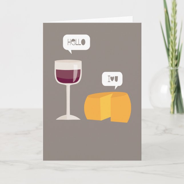 Hallo Ich Liebe Sie Wein & Käse Alberne Liebe Kart Karte (Vorderseite)