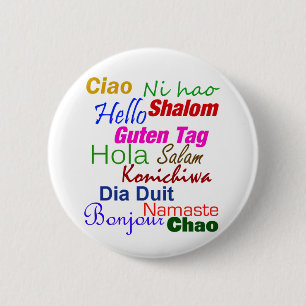 Hallo im viele Sprachknopf-Button Button