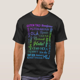 Hallo in 22 verschiedenen Sprachen Wort ESL-Lehrer T-Shirt