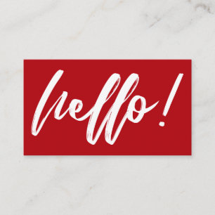 Hallo in Handschrift Schrift Minimal Weiß auf Rot Visitenkarte