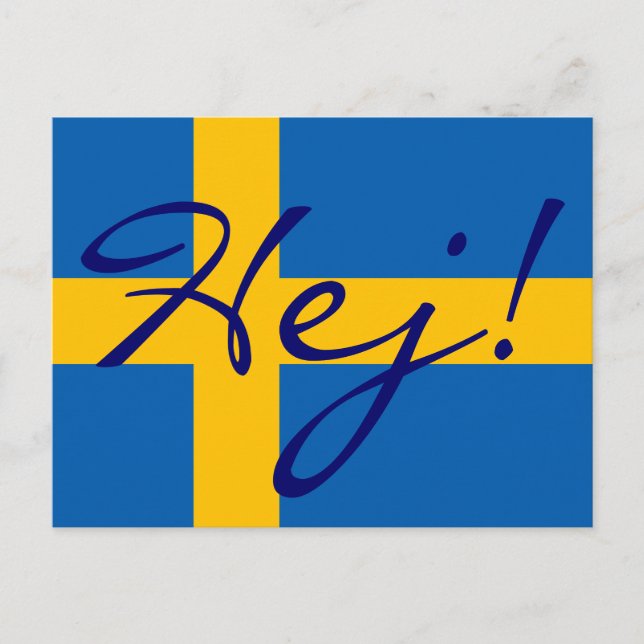Hallo in Schwedisch! Schwedische Flagge Postkarte (Vorderseite)