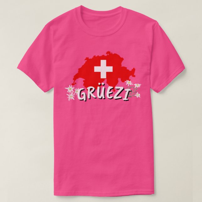 Hallo in Schweiz Land Schweizer Flagge T-Shirt (Design vorne)