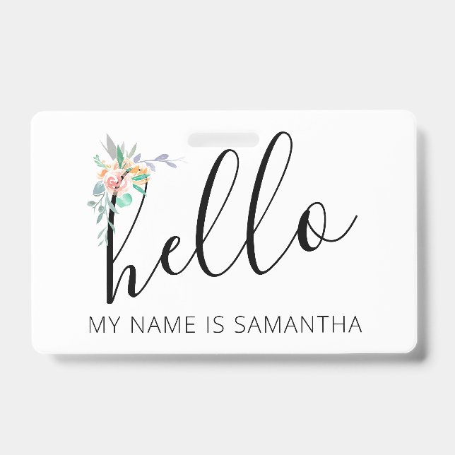 Hallo Individuelle Name Floral Edge Ausweis (Vorderseite)