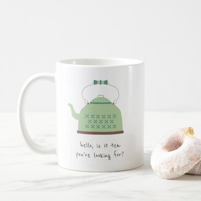 Hallo, ist es Tee, nach dem du suchst? Kaffeetasse (Mit Donut)