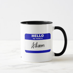Hallo ist mein Name Adam (blau) Tasse