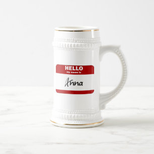 Hallo ist mein Name Anna (rot) Bierglas